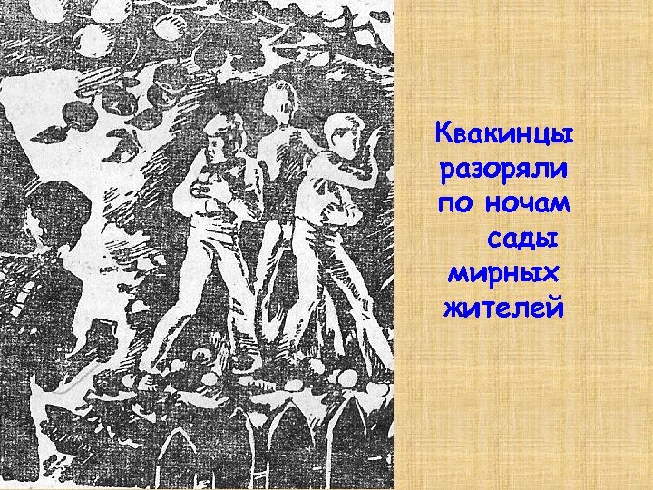 Квакинцы разоряли по ночам сады мирных жителей 