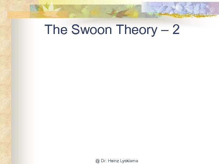 The Swoon Theory – 2 @ Dr. Heinz Lycklama 