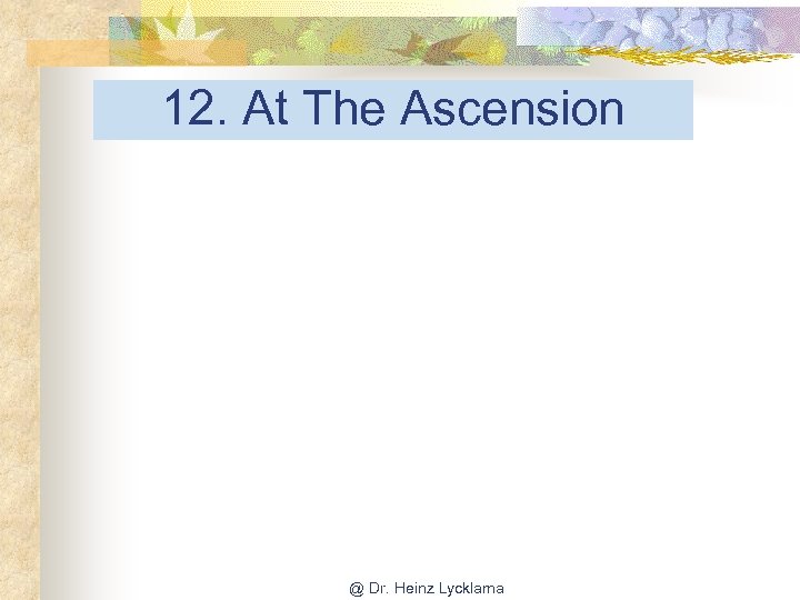 12. At The Ascension @ Dr. Heinz Lycklama 