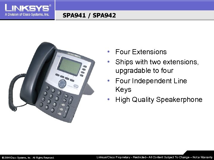 SPA 941 / SPA 942 • Four Extensions • Ships with two extensions, upgradable