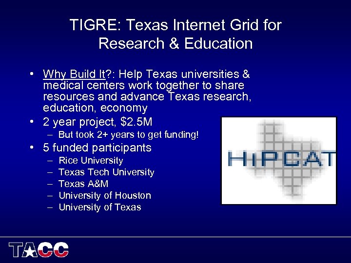 TIGRE: Texas Internet Grid for Research & Education • Why Build It? : Help