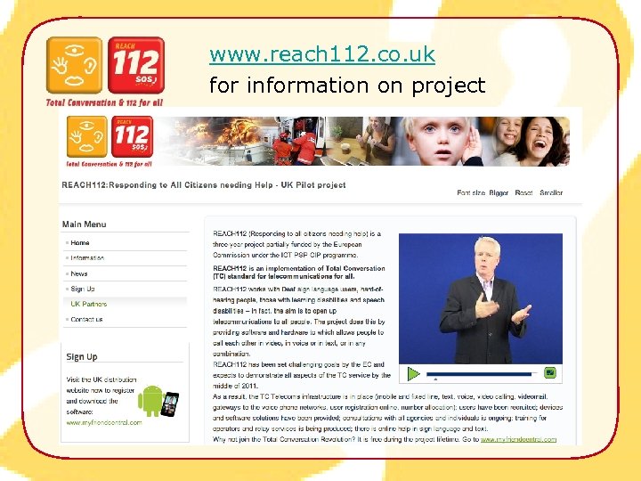 www. reach 112. co. uk for information on project 