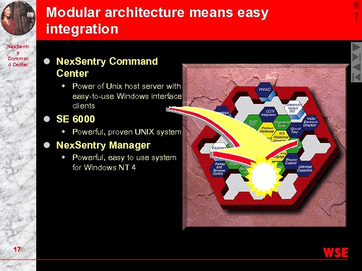 Modular architecture means easy integration Nex. Sentr y Comman d Center l Nex. Sentry