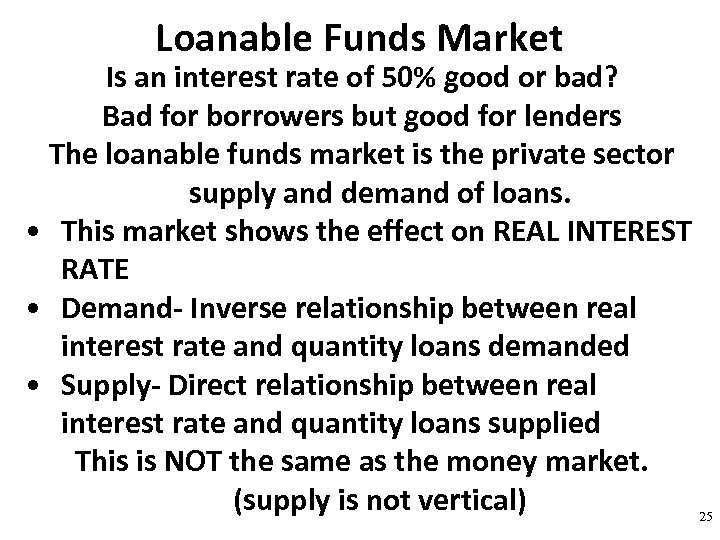 Loanable Funds Market Is an interest rate of 50% good or bad? Bad for