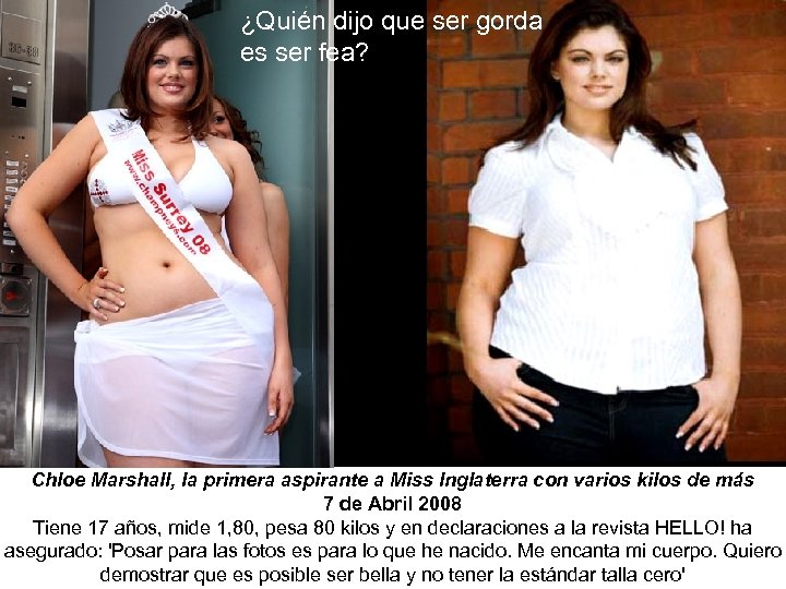 ¿Quién dijo que ser gorda es ser fea? Chloe Marshall, la primera aspirante a