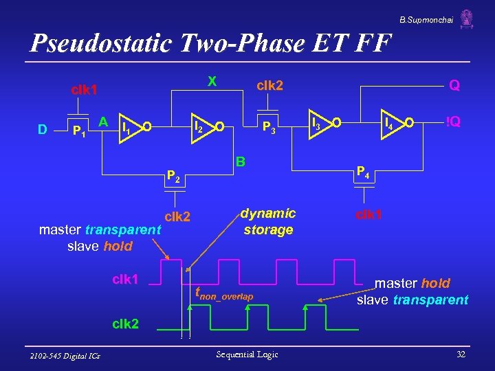 B. Supmonchai Pseudostatic Two-Phase ET FF X clk 1 D P 1 A I