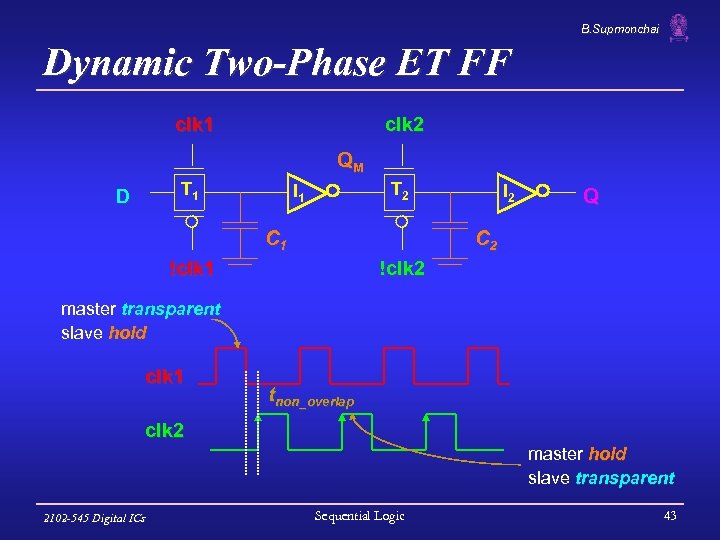 B. Supmonchai Dynamic Two-Phase ET FF clk 1 clk 2 QM T 1 D