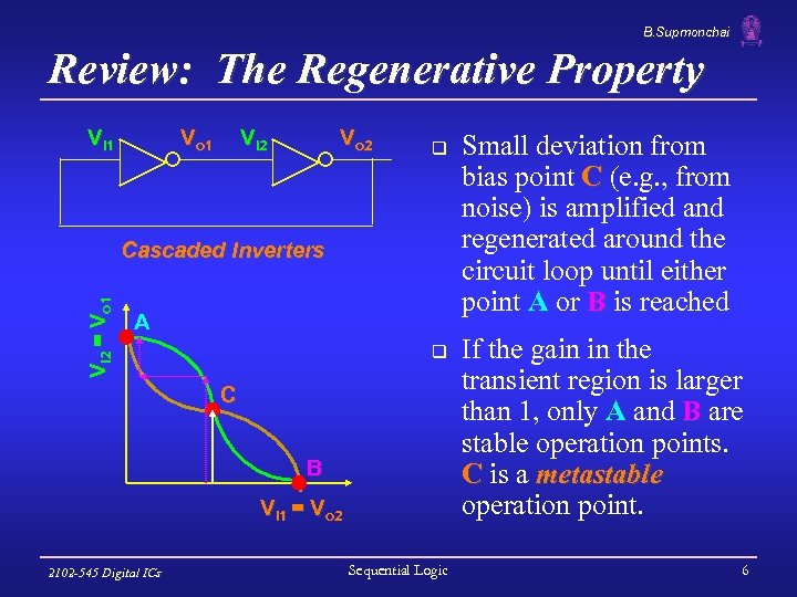 B. Supmonchai Review: The Regenerative Property Vi 1 Vo 1 Vi 2 Vo 2
