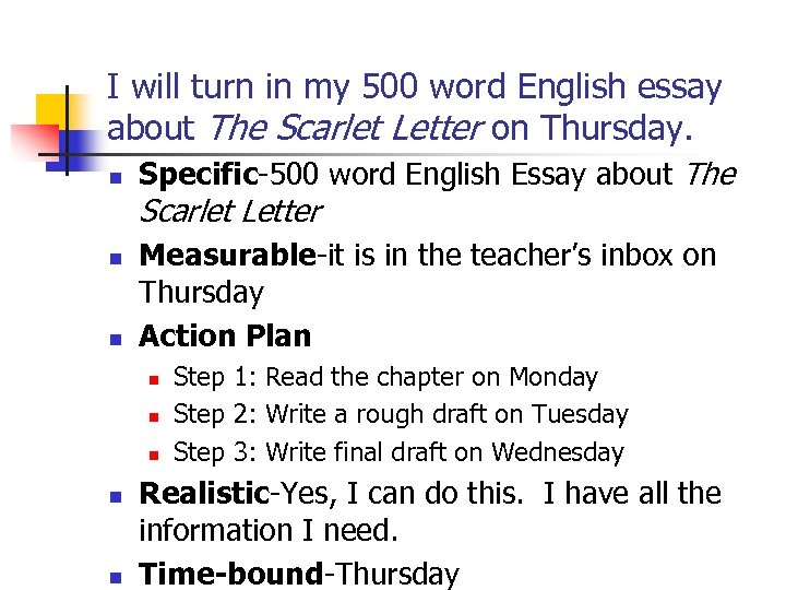 I will turn in my 500 word English essay about The Scarlet Letter on