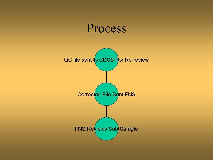 Process QC file sent to CDSS For Re-review Corrected File Sent FNS Reviews Sub-Sample