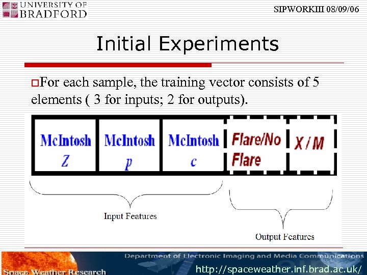 SIPWORKIII 08/09/06 Initial Experiments o. For each sample, the training vector consists of 5
