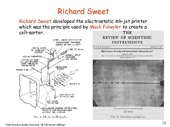 Richard Sweet developed the electrostatic ink-jet printer which was the principle used by Mack