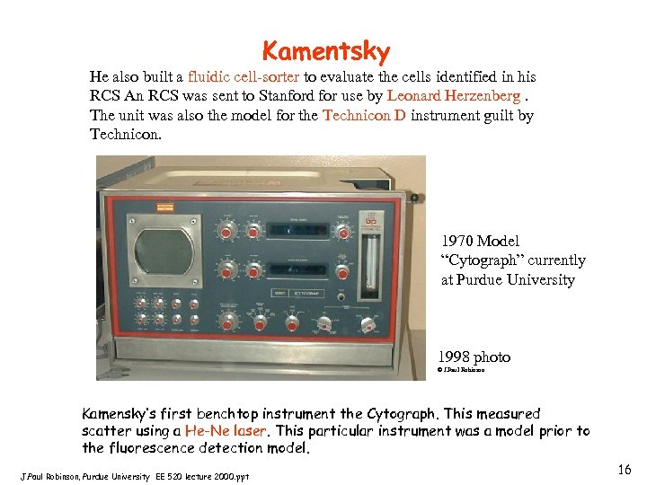 Kamentsky He also built a fluidic cell-sorter to evaluate the cells identified in his