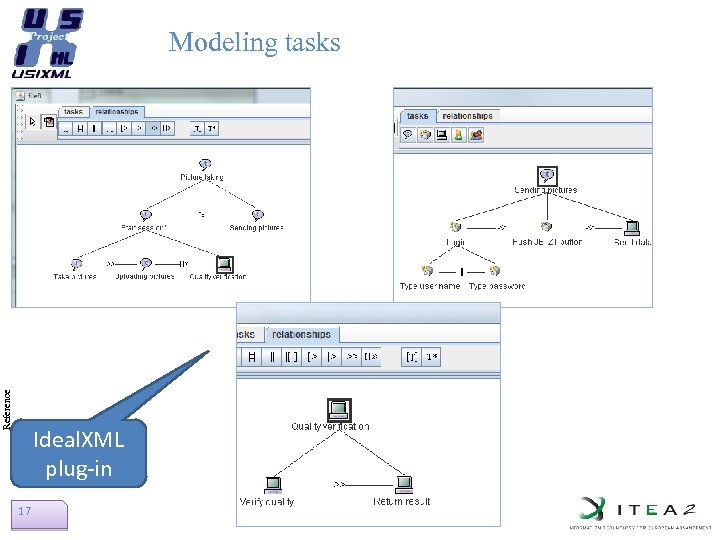 Reference Modeling tasks Ideal. XML plug-in 17 ITEA Usi. XML project #08026, 2009 -2012