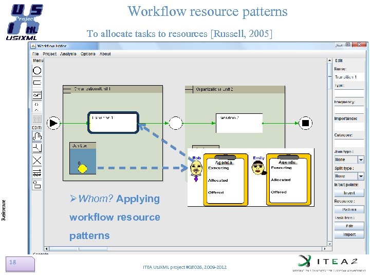 Workflow resource patterns To allocate tasks to resources [Russell, 2005] Reference ØWhom? Applying workflow