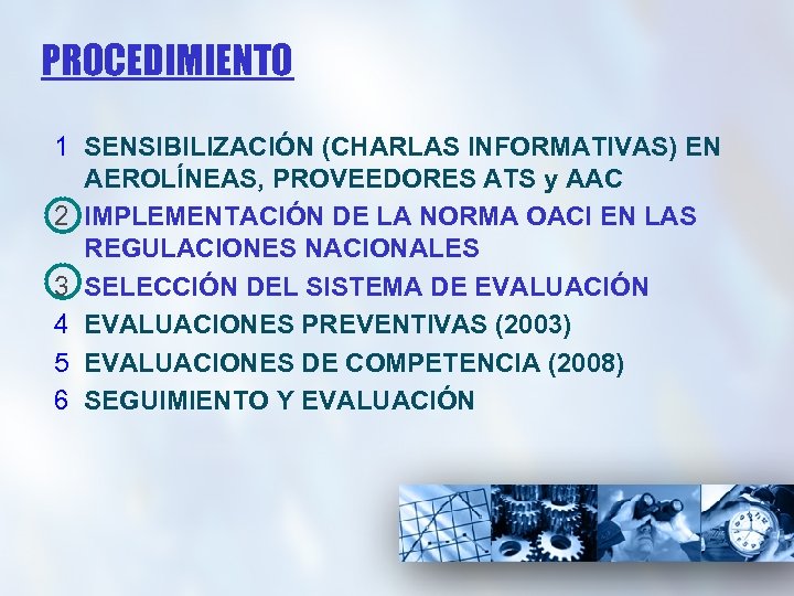 PROCEDIMIENTO 1 SENSIBILIZACIÓN (CHARLAS INFORMATIVAS) EN AEROLÍNEAS, PROVEEDORES ATS y AAC 2 IMPLEMENTACIÓN DE
