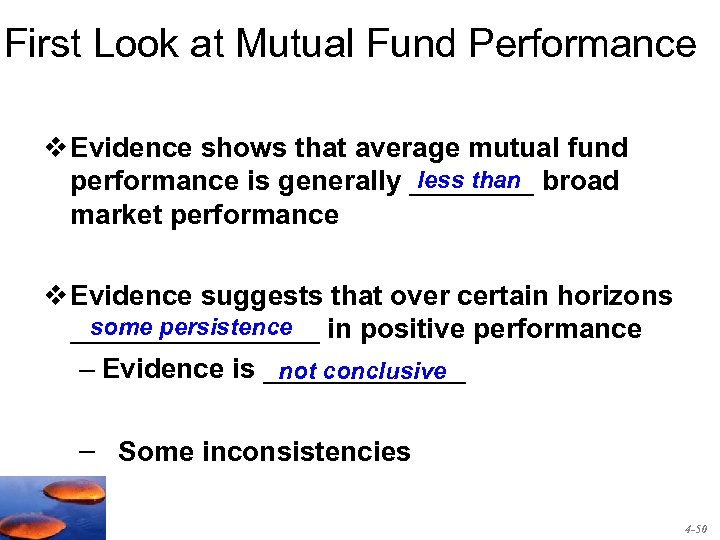 First Look at Mutual Fund Performance v Evidence shows that average mutual fund less