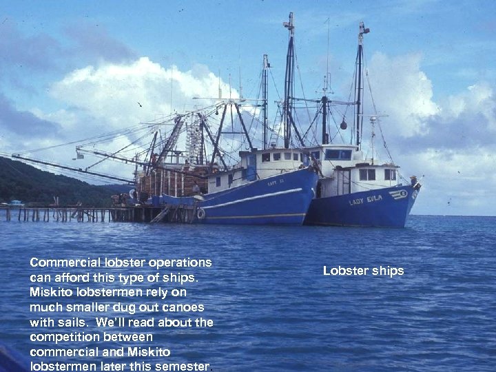 Commercial lobster operations can afford this type of ships. Miskito lobstermen rely on much