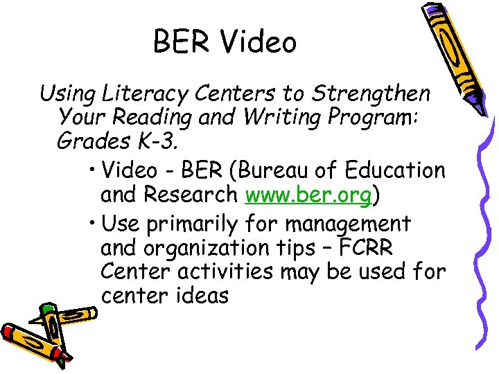 BER Video Using Literacy Centers to Strengthen Your Reading and Writing Program: Grades K-3.