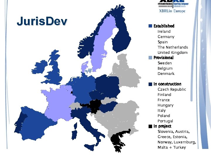 Juris. Dev Established Ireland Germany Spain The Netherlands United Kingdom Provisional Sweden Belgium Denmark