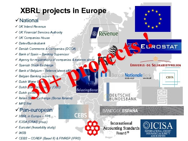 XBRL projects in Europe üNational ü UK Inland Revenue ! ts c je o