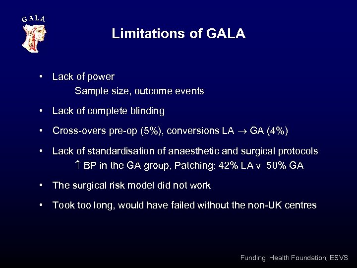 Limitations of GALA • Lack of power Sample size, outcome events • Lack of