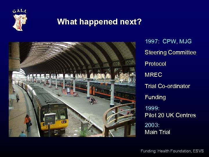 What happened next? 1997: CPW, MJG Steering Committee Protocol MREC Trial Co-ordinator Funding 1999: