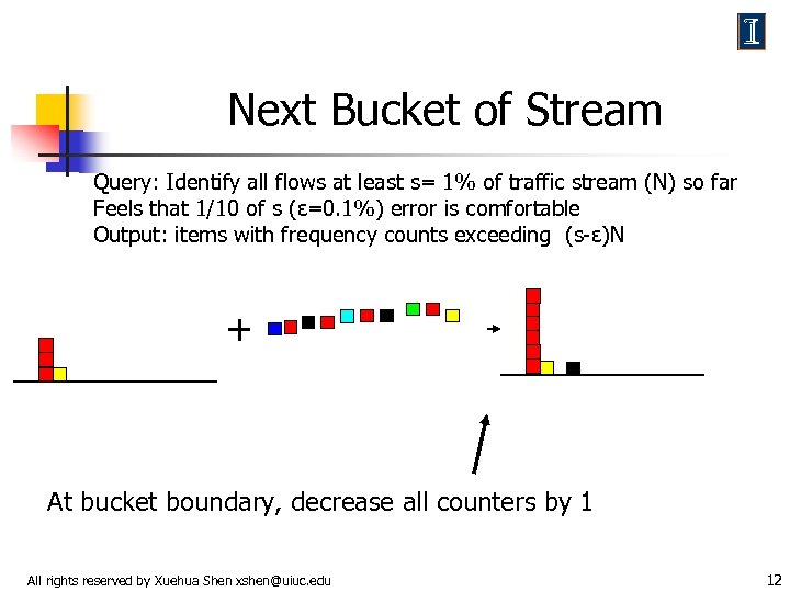 Next Bucket of Stream Query: Identify all flows at least s= 1% of traffic