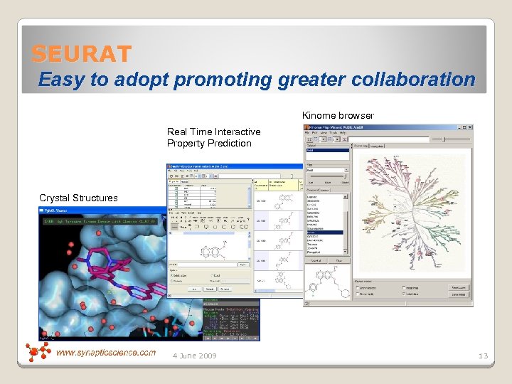 SEURAT Easy to adopt promoting greater collaboration Kinome browser Real Time Interactive Property Prediction