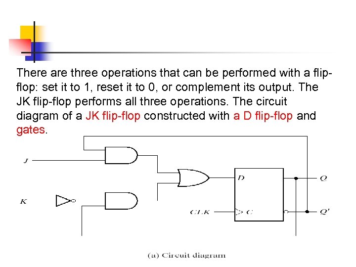 There are three operations that can be performed with a flipflop: set it to