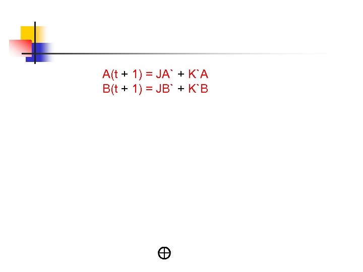 A(t + 1) = JA` + K`A B(t + 1) = JB` + K`B