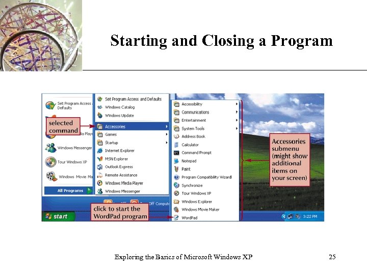 Starting and Closing a Program Exploring the Basics of Microsoft Windows XP XP 25