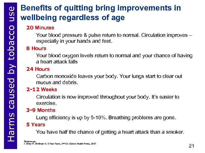 Harms caused by tobacco use Benefits of quitting bring improvements in wellbeing regardless of