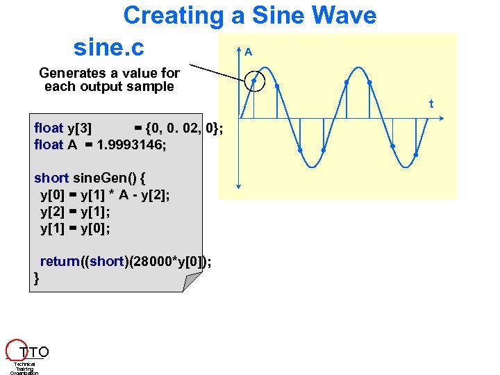 Creating a Sine Wave A sine. c Generates a value for each output sample