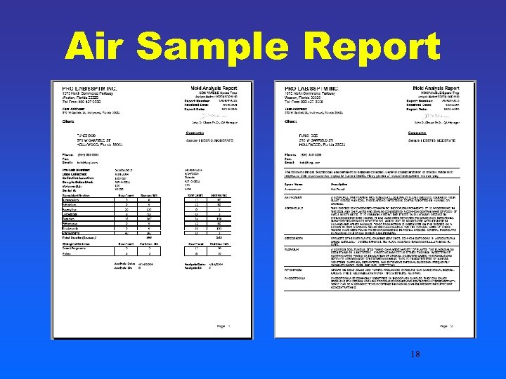 Air Sample Report 18 