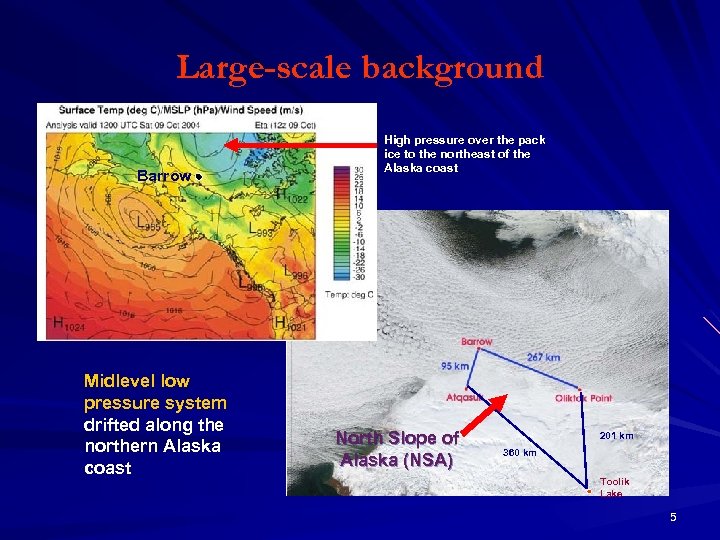 Large-scale background Barrow Midlevel low pressure system drifted along the northern Alaska coast High