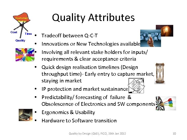 Customer/ Market Cost Time Quality Attributes • Tradeoff between Q-C-T • Innovations or New