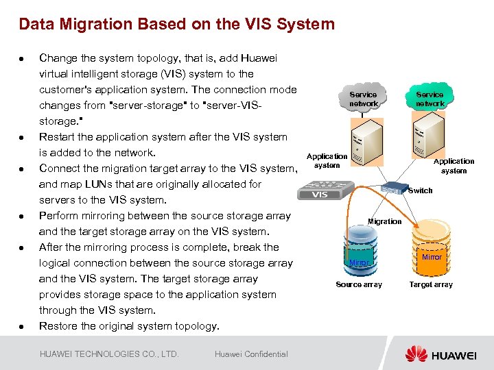 Data Migration Based on the VIS System l l l Change the system topology,