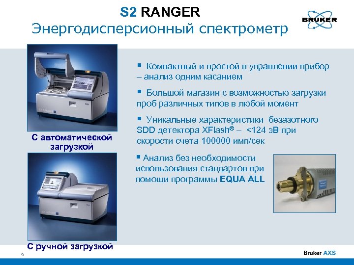 S 2 RANGER Энергодисперcионный спектрометр Компактный и простой в управлении прибор – анализ одним