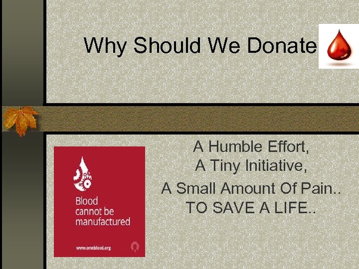 Why Should We Donate A Humble Effort, A Tiny Initiative, A Small Amount Of