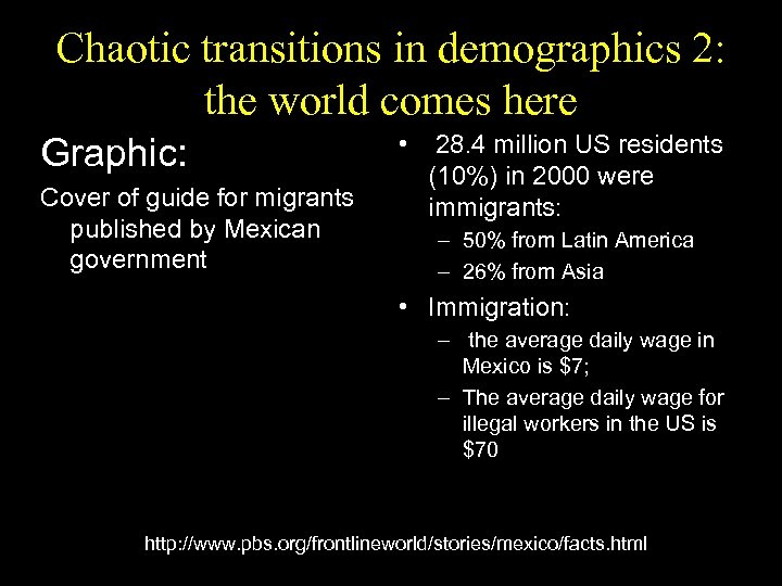 Chaotic transitions in demographics 2: the world comes here Graphic: Cover of guide for