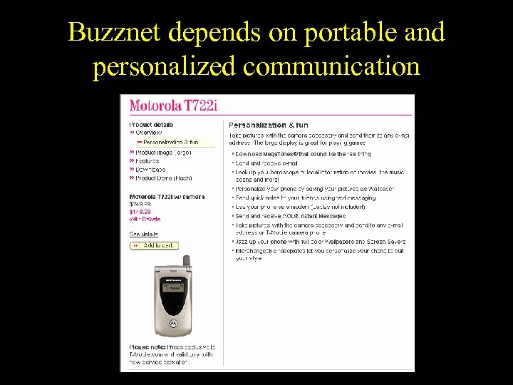 Buzznet depends on portable and personalized communication 