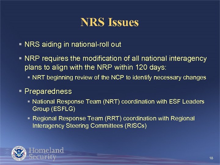 NRS Issues § NRS aiding in national-roll out § NRP requires the modification of