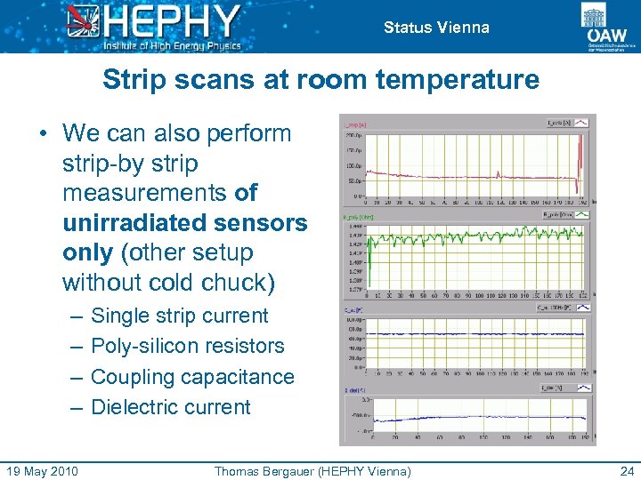 Status Vienna Strip scans at room temperature • We can also perform strip-by strip