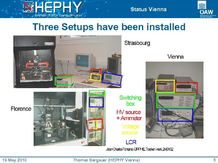 Status Vienna Three Setups have been installed 19 May 2010 Thomas Bergauer (HEPHY Vienna)