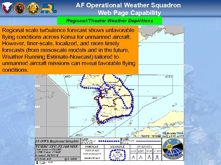 AF Operational Weather Squadron Web Page Capability Regional/Theater Weather Depictions Regional scale turbulence forecast