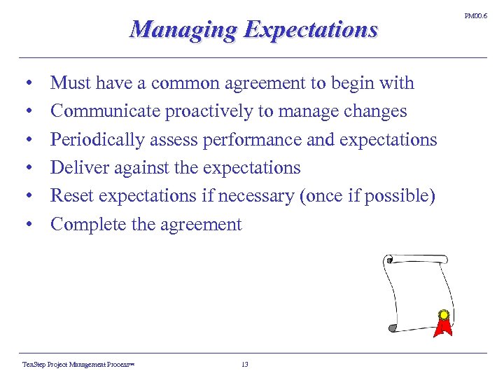 Managing Expectations • • • Must have a common agreement to begin with Communicate