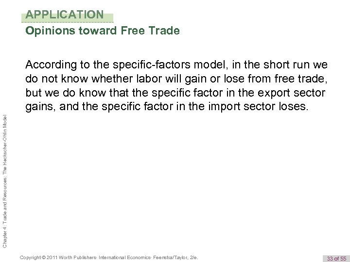 APPLICATION Opinions toward Free Trade Chapter 4: Trade and Resources: The Heckscher-Ohlin Model According