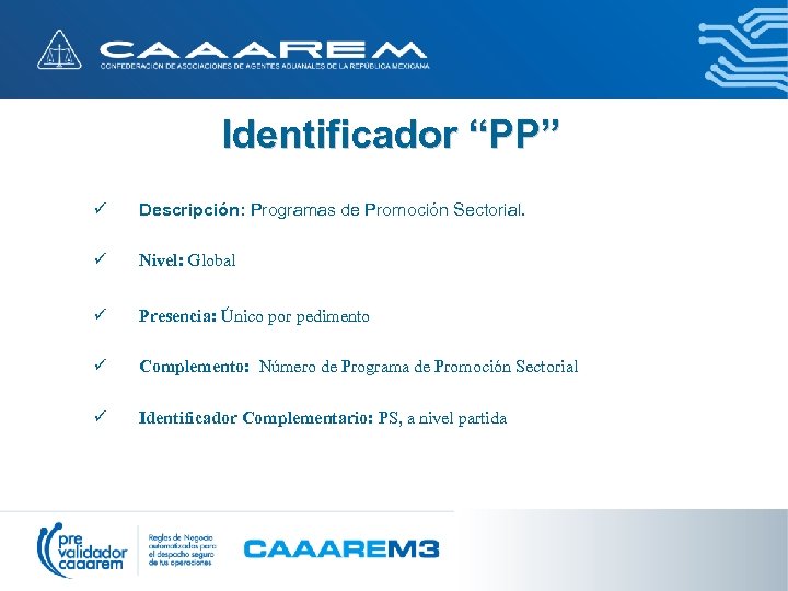 Identificador “PP” ü Descripción: Programas de Promoción Sectorial. ü Nivel: Global ü Presencia: Único