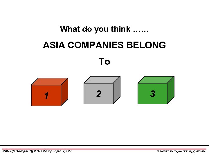 What do you think …… ASIA COMPANIES BELONG To 1 MDC-TQM Group on TQM